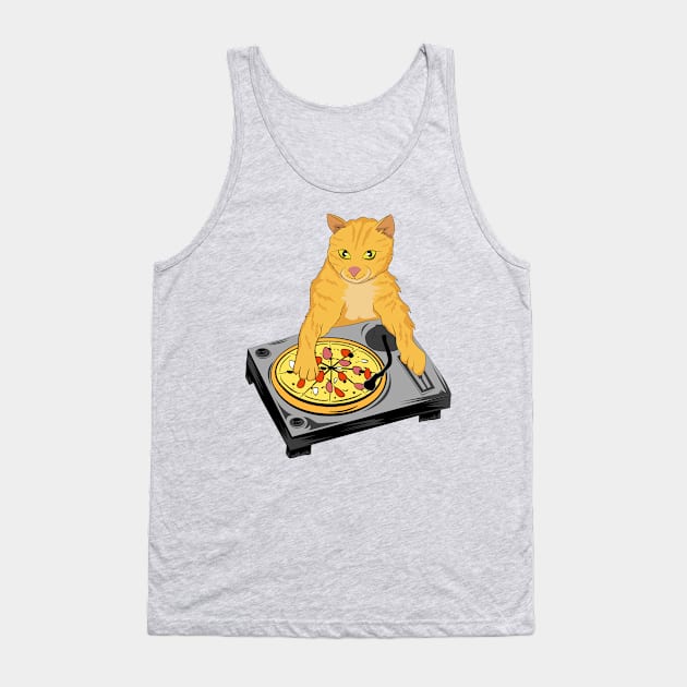 DJ Pizza Cat by Basement Mastermind Tank Top by BasementMaster